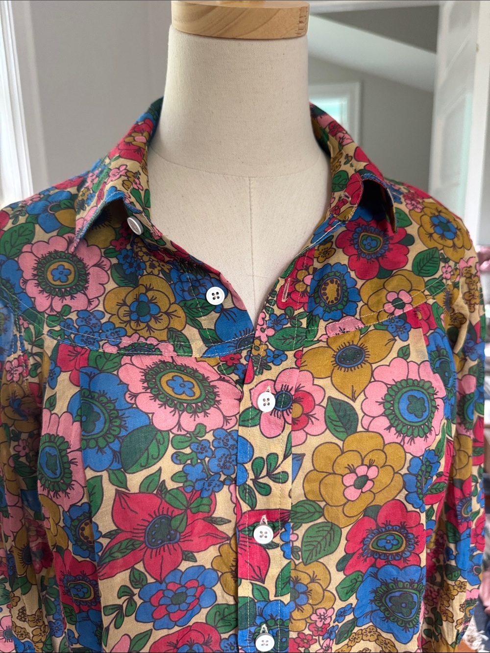 NWT MOTHER The Rhapsody Exes Floral cotton Button-Down Shirt - Picture 10 of 13